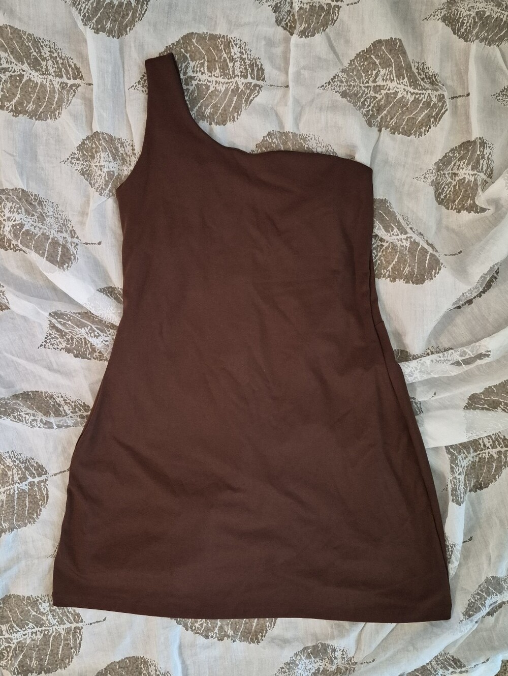 M) Girlfriend Collective Bianca Asymmetrical One Shoulder Built In Shorts Dress